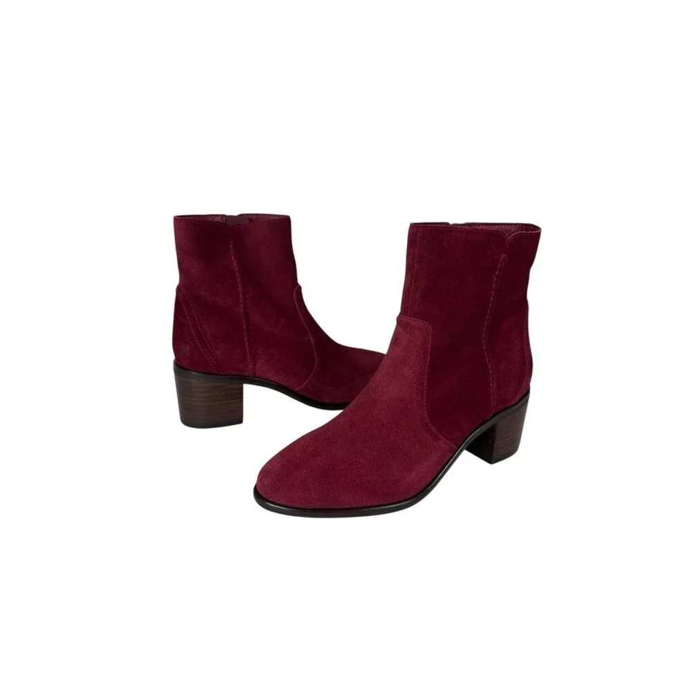 Lucky Brand Women's 6 Suede Ankle Bootie Boot Cranberry Red New/Sample